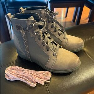 Sorel Evie II wedge boots.